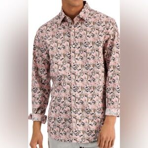Mens Alfani Woven Button Down Shirt Mauve Color NWT Size XXL- B5